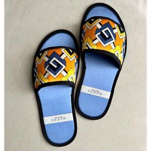GUCCI Satin GG Printed Slides Home Slippers SIze 37 38